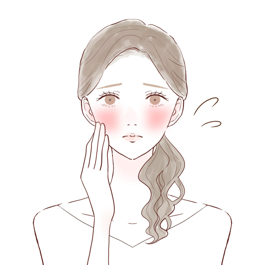 赤ら顔で悩んでいる方のイラスト